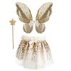 Gold Sequins Skirt, Wings & Wand Set