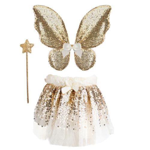 Gold Sequins Skirt, Wings & Wand Set