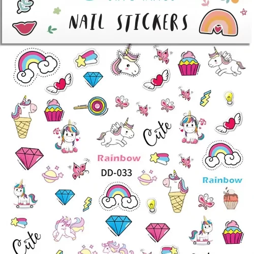 Snails Nail Stickers Unicorn Rainbow