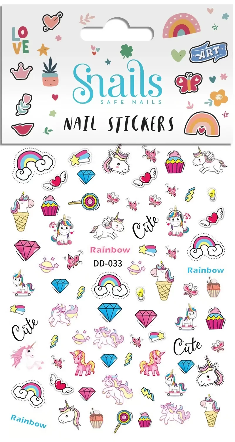 Snails Nail Stickers Unicorn Rainbow