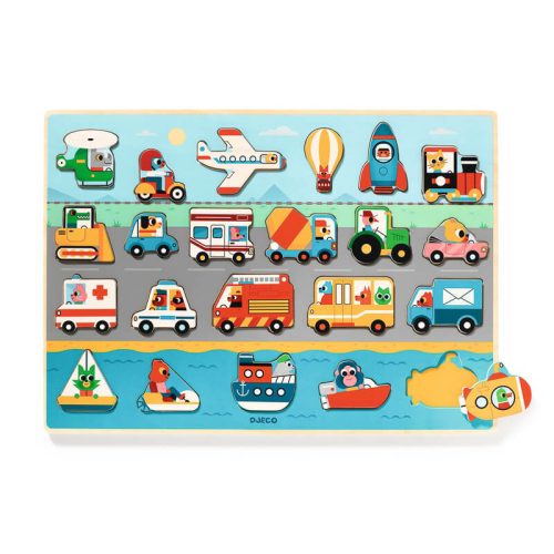 Djeco Transport Wooden Puzzle 22pc